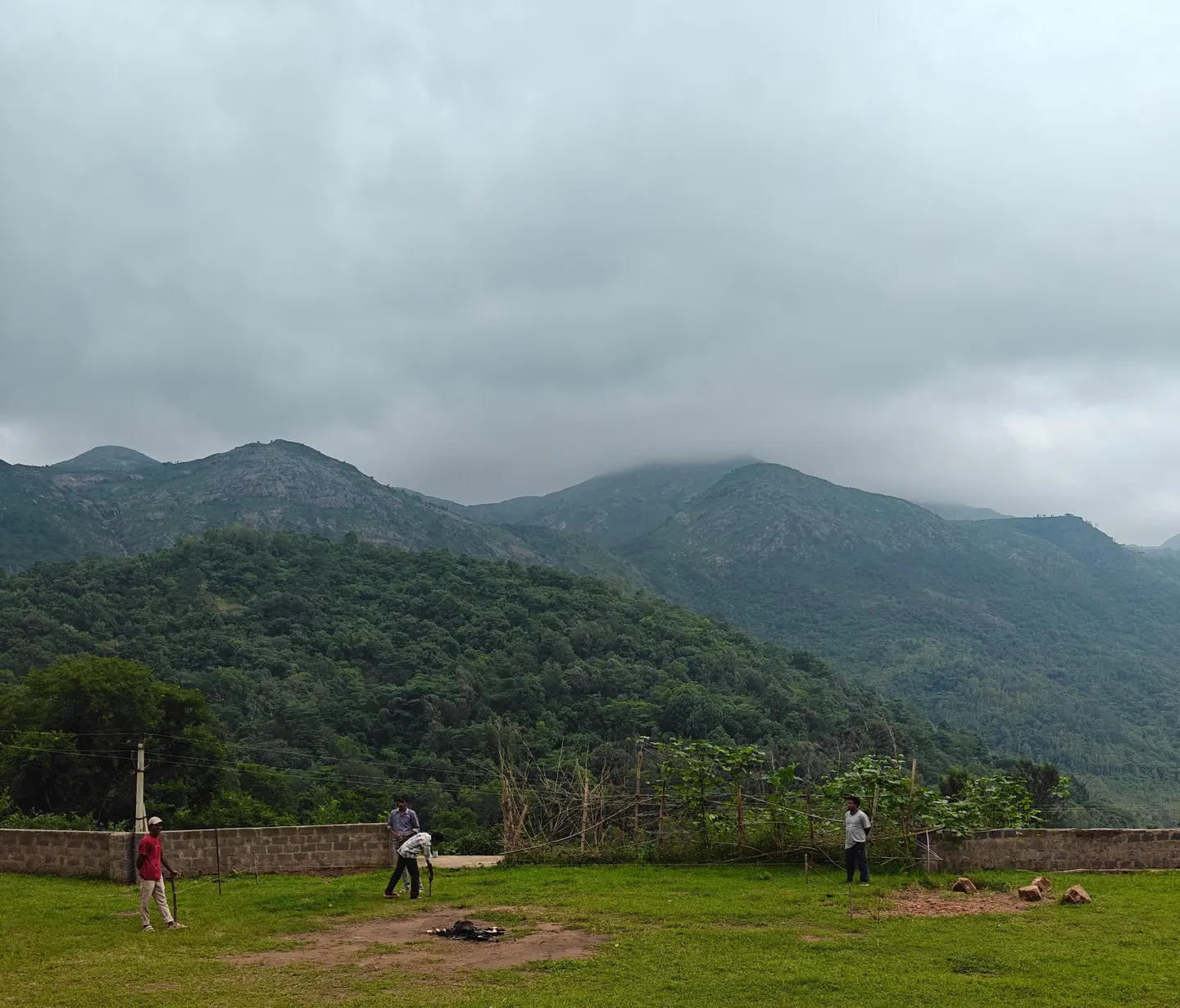 Mountain view from the lawns at Vistara Resort